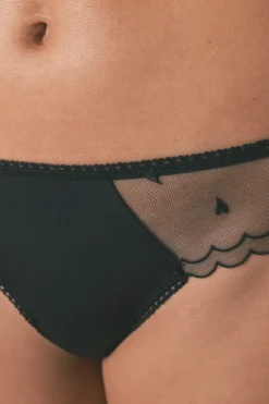 Women'secret Tanga ancha tul negra bordada^Mujer Braguitas