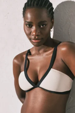 Women'secret Top bikini triangular blanco semi brillante^Mujer Baño