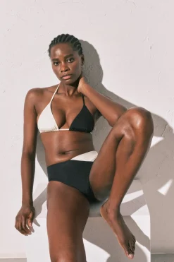 Women'secret Top bikini triangular color block B&W^Mujer Baño