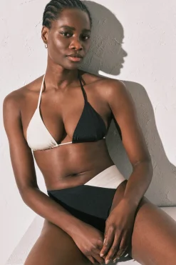 Women'secret Top bikini triangular color block B&W^Mujer Baño