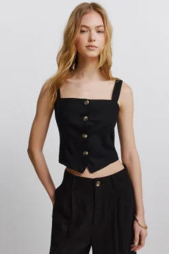 Springfield Top chaleco lino^Mujer Lino|Camisetas