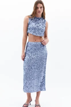 Oxxo Top crop de lentejuelas^Mujer Camisetas