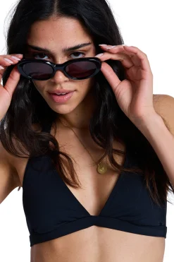 Roxy Top de bikini triangular halter liso^Mujer Baño