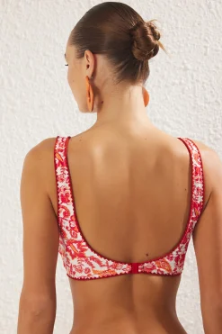 Trendyol Top de bikini triangular damasco lazos^Mujer Baño