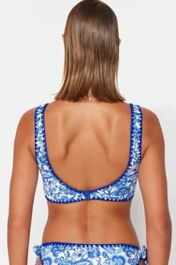 Trendyol Top de bikini triangular damasco lazos^Mujer Baño