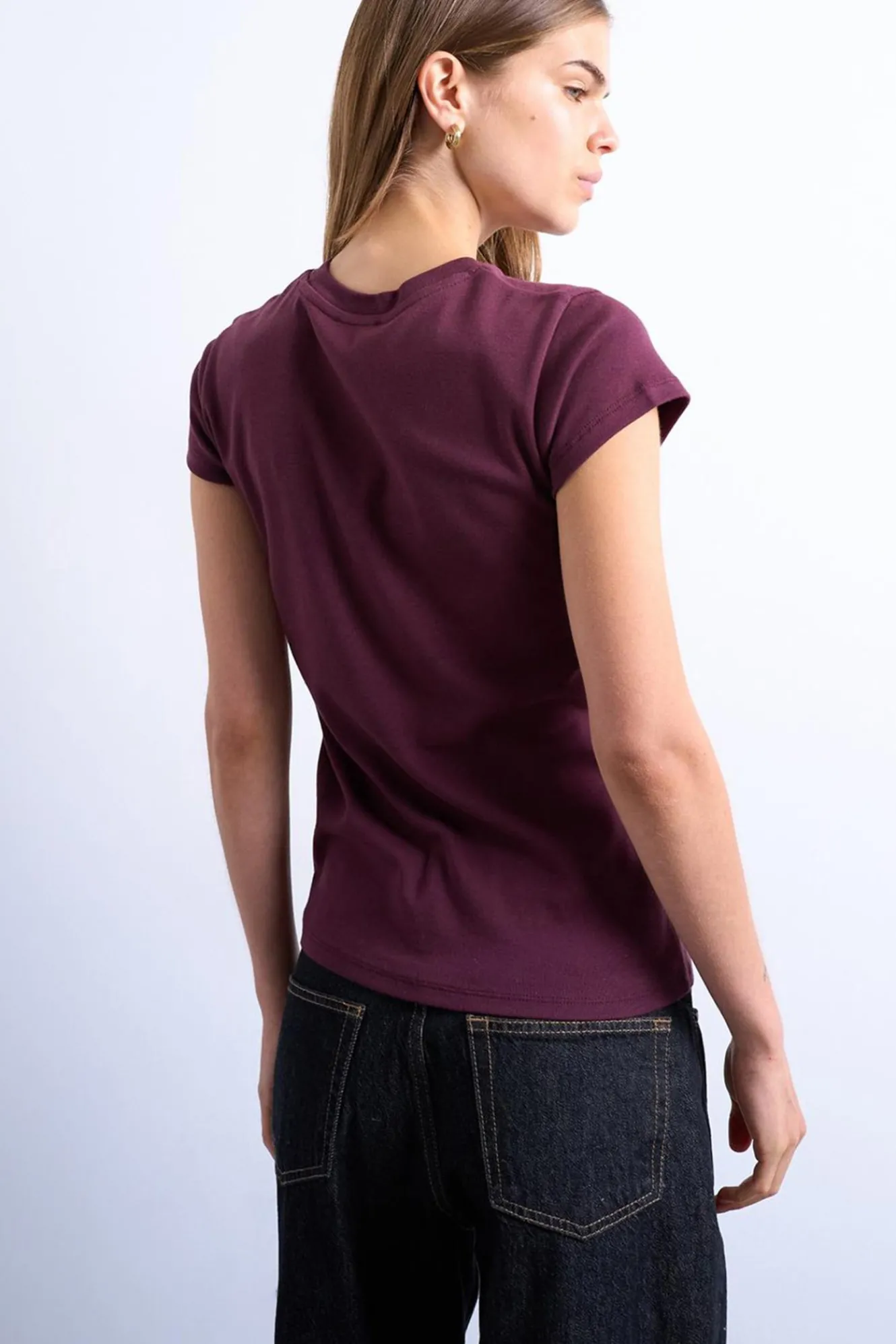 Topshop Top de manga corta b&aacute;sico^Mujer Camisetas|Basic Bar