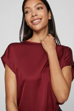 Vila Top de manga corta satinado^Mujer Camisas Y Blusas