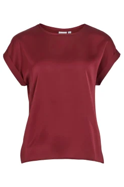 Vila Top de manga corta satinado^Mujer Camisas Y Blusas
