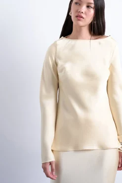 Topshop Top de manga larga satinado.^Mujer Camisetas|Total Look