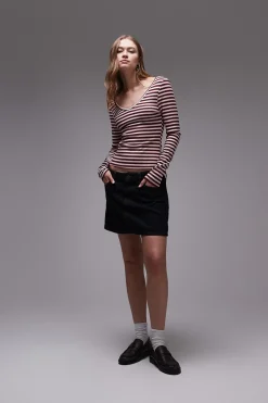 Topshop Top de punto de manga larga^Mujer Camisas Y Blusas|Camisetas