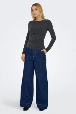 Only Top fruncido manga larga^Mujer Basic Bar