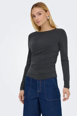 Only Top fruncido manga larga^Mujer Basic Bar