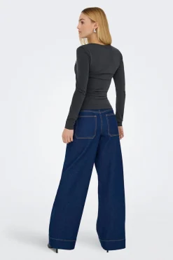 Only Top fruncido manga larga^Mujer Basic Bar