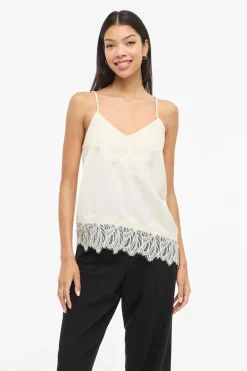 Vila Top lencero satinado con encaje^Mujer Camisas Y Blusas