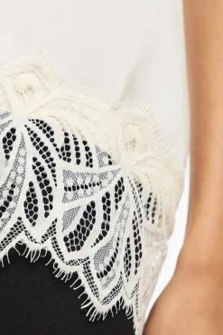 Vila Top lencero satinado con encaje^Mujer Camisas Y Blusas