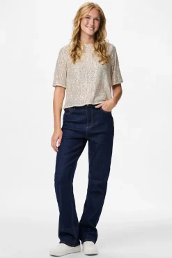 Pieces Top lentejuelas manga corta^Mujer Camisetas