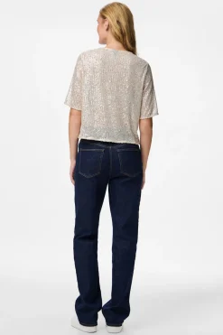 Pieces Top lentejuelas manga corta^Mujer Camisetas