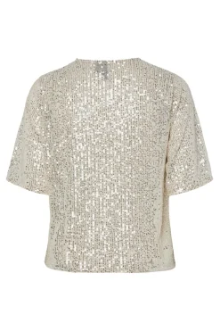 Pieces Top lentejuelas manga corta^Mujer Camisetas