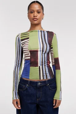 Topshop Top manga larga estampado^Mujer Camisetas