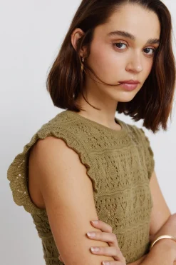 Springfield Top pointelle volante^Mujer Camisetas