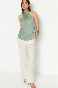 Trendyol Top satinado halter^Mujer Camisetas