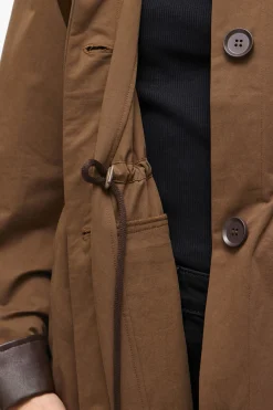 Vila Trench largo con cuello y pu&ntilde;os de polipiel^Mujer Gabardinas|Abrigos