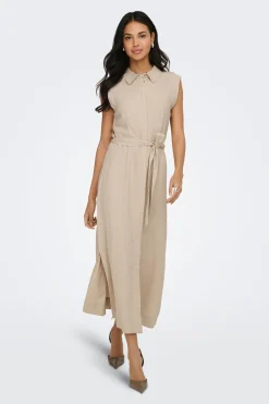 Only Vestido camisero largo de lino^Mujer Lino