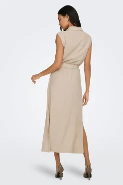 Only Vestido camisero largo de lino^Mujer Lino