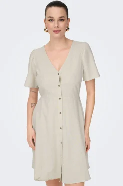 Only Vestido corto de lino^Mujer Vestidos Y Monos