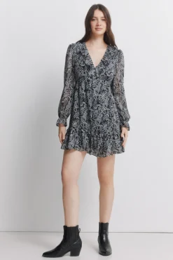 Springfield Vestido corto estampado manga larga^Mujer Vestidos Y Monos