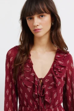 Springfield Vestido corto estampado volantes^Mujer Vestidos Y Monos