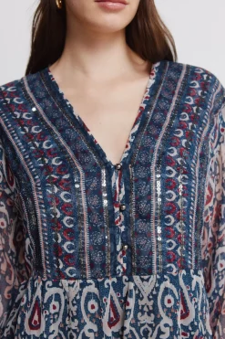 Springfield Vestido corto gasa lentejuelas^Mujer Vestidos Y Monos