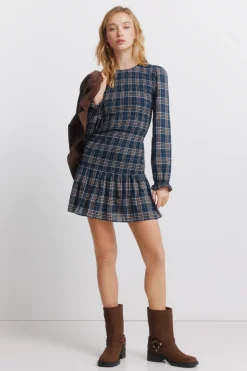 Springfield Vestido corto smock cuadros^Mujer Vestidos Y Monos