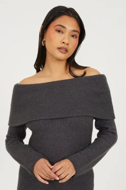 Brave Soul Vestido de punto con cuello bardot^Mujer Vestidos Y Monos