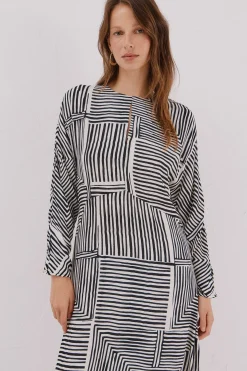 Cortefiel Vestido estampado midi^Mujer Vestidos Y Monos