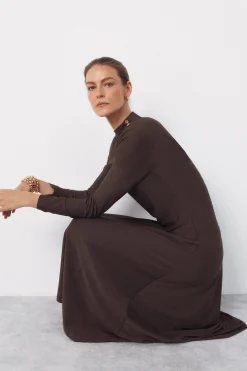 Cortefiel Vestido largo botones dorados^Mujer Vestidos Y Monos