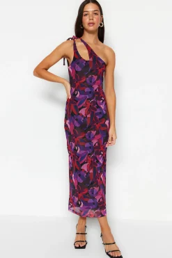 Trendyol Vestido midi ajustado cut out^Mujer Vestidos Y Monos