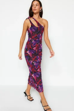 Trendyol Vestido midi ajustado cut out^Mujer Vestidos Y Monos