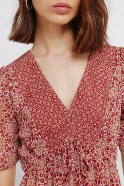 Springfield Vestido midi cenefa escote^Mujer Vestidos Y Monos