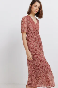 Springfield Vestido midi cenefa escote^Mujer Vestidos Y Monos