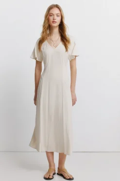 Springfield Vestido midi cruzado espalda^Mujer Vestidos Y Monos|Lino