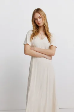 Springfield Vestido midi cruzado espalda^Mujer Vestidos Y Monos|Lino