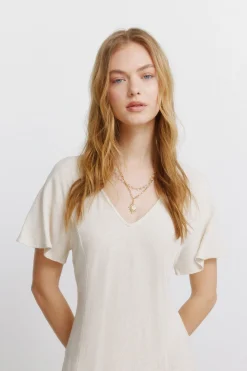 Springfield Vestido midi cruzado espalda^Mujer Vestidos Y Monos|Lino