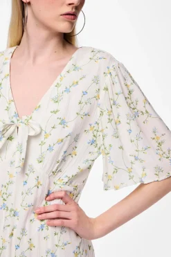 Pieces Vestido midi cuello pico^Mujer Vestidos Y Monos