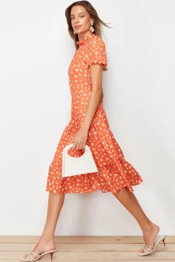 Trendyol Vestido midi de manga corta^Mujer Vestidos Y Monos