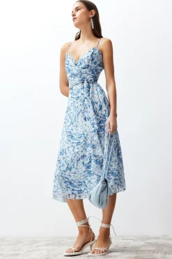 Trendyol Vestido midi de tirantes lazo^Mujer Vestidos Y Monos