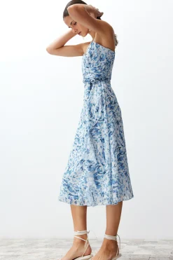 Trendyol Vestido midi de tirantes lazo^Mujer Vestidos Y Monos