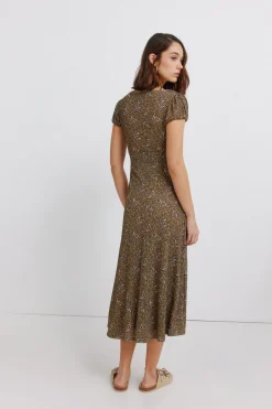 Springfield Vestido midi estampado cenefas^Mujer Vestidos Y Monos