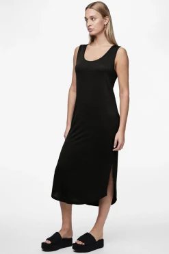Pieces Vestido midi fluido con lurex^Mujer Vestidos Y Monos