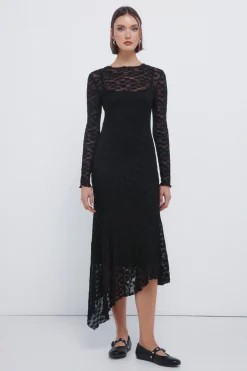 Springfield Vestido midi lace asim&eacute;trico^Mujer Vestidos Y Monos